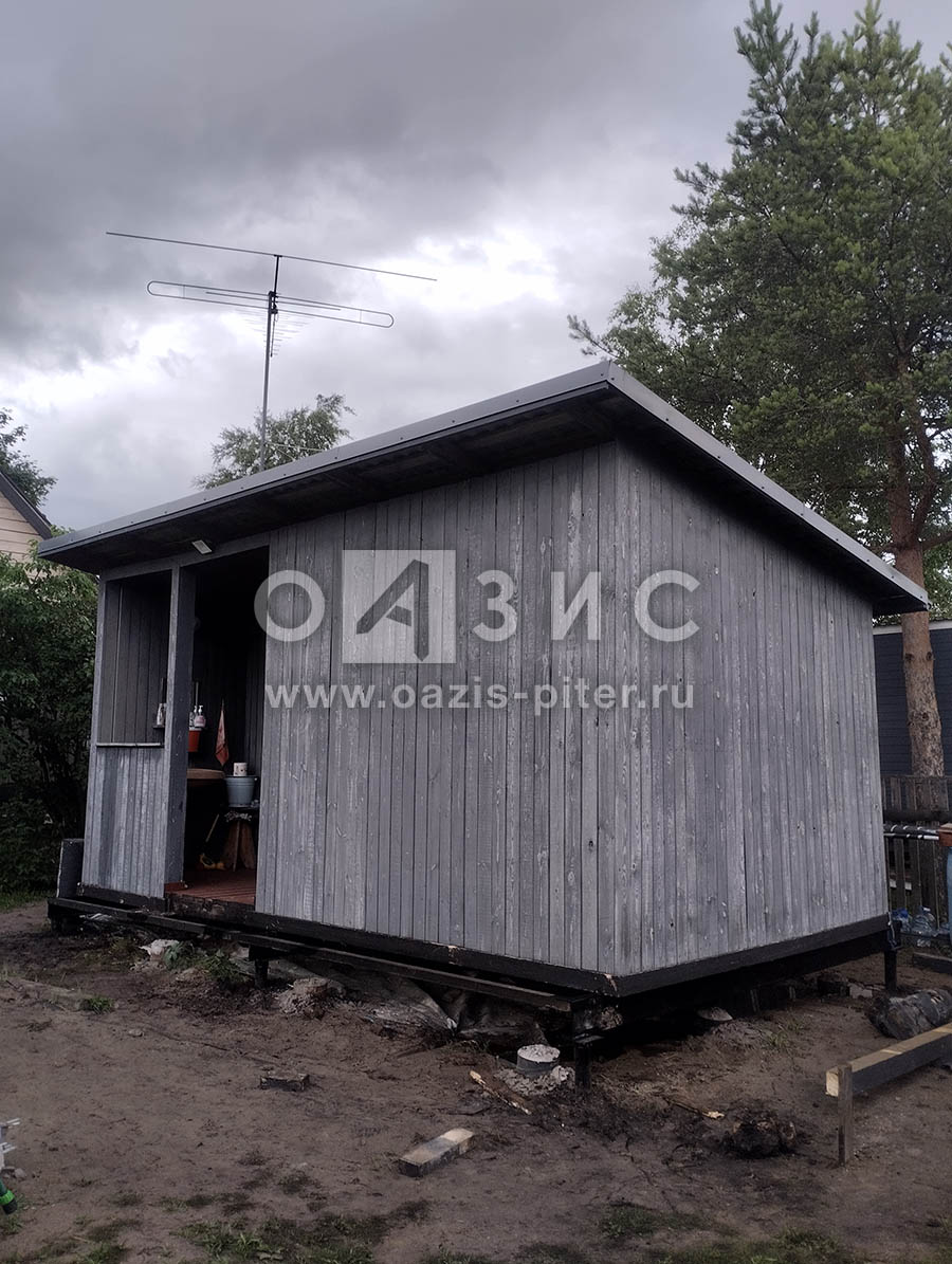 Подъем бытовки 3 х 5 м на винтовые сваи в п.Романовка